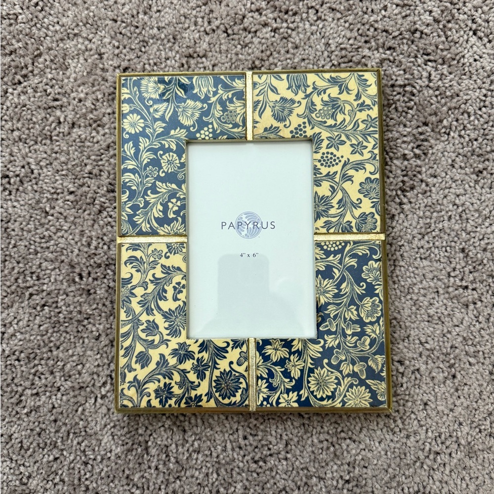 Papyrus Elegant Gold and Blue Floral Frame